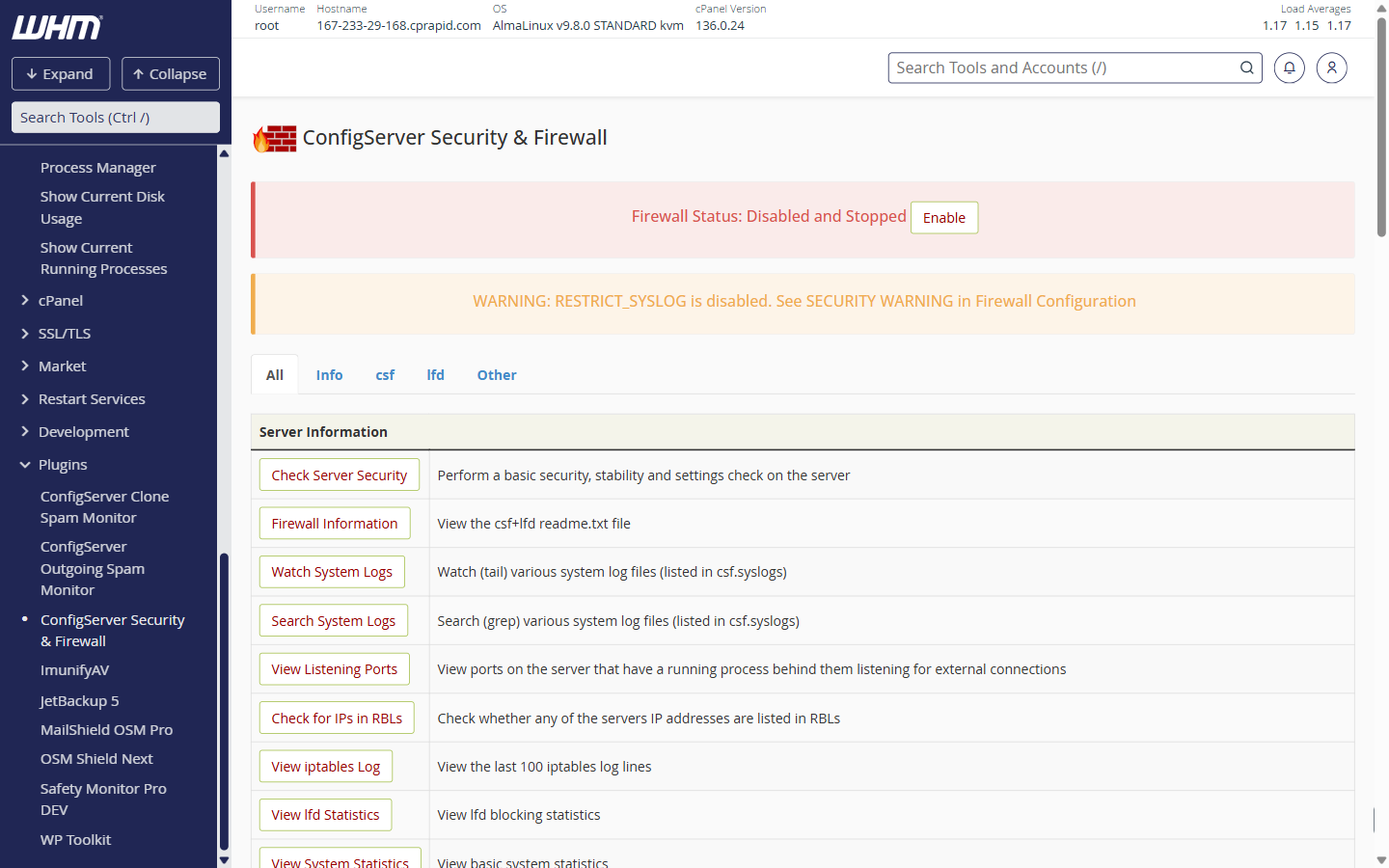 CSF Firewall